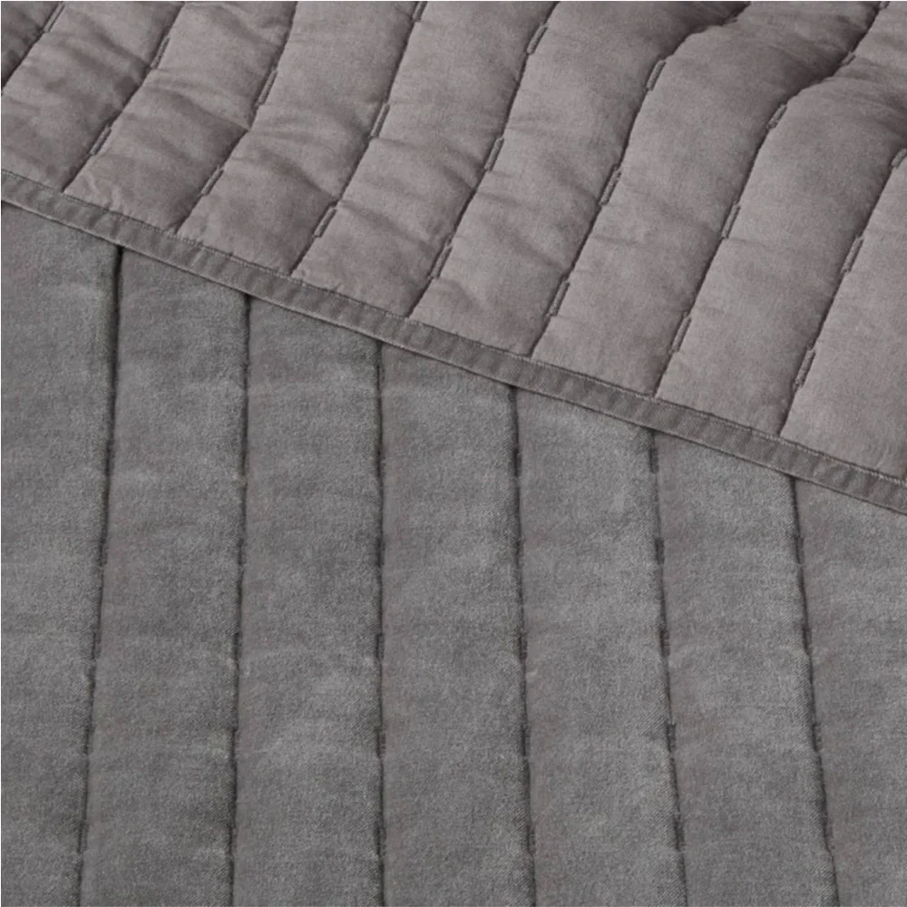 Threshold Channel Stitch Velet Quilt-Charcoal Gray,100% Cotton Velvet-Full/Queen